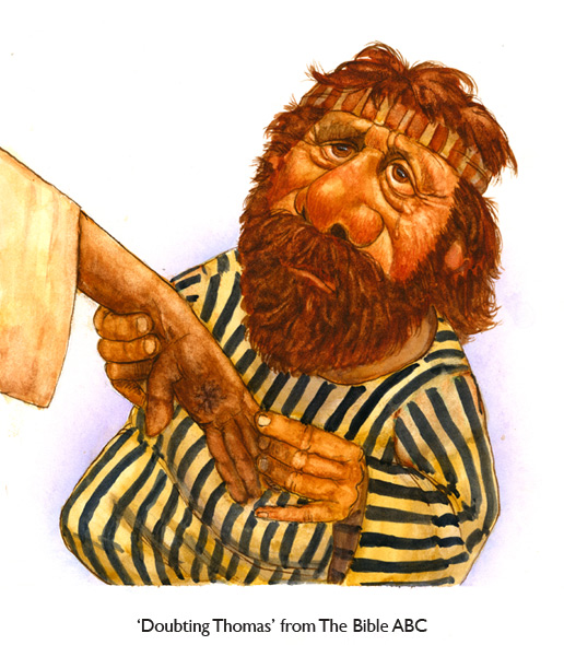 ‘Doubting Thomas’  One of my favorite Bible characters… whom I greatly enjoyed illustrating.